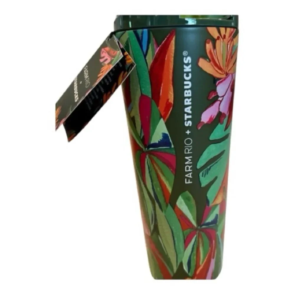 FARM RIO Starbucks LIMITED EDITION  Dark Green Banana Leaves Tumbler / Keychain